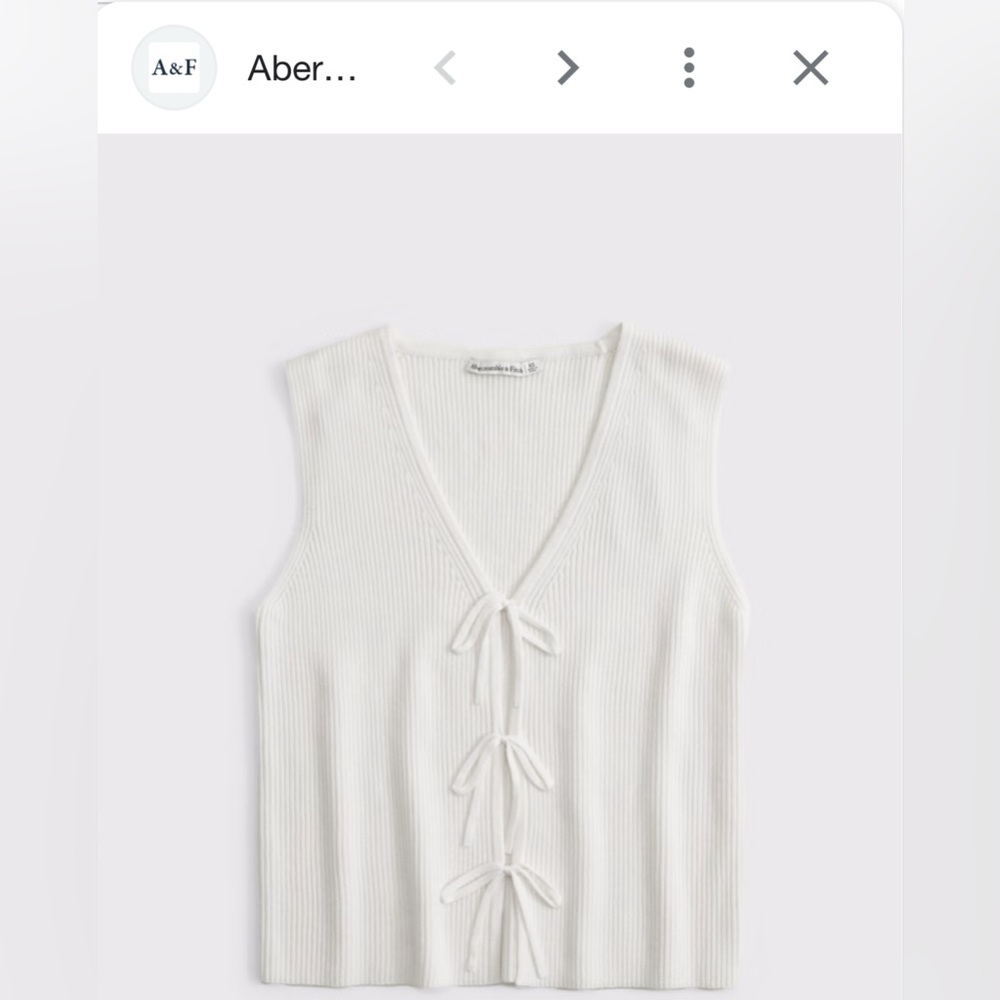 NWT ABERCROMBIE Tie-Front V-Neck Sweater Vest SIZE MEDIUM